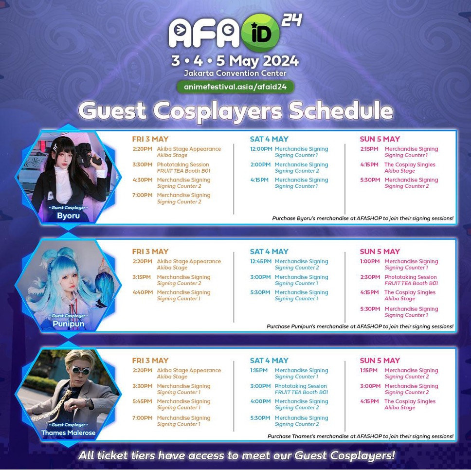 Cosplay Schedule