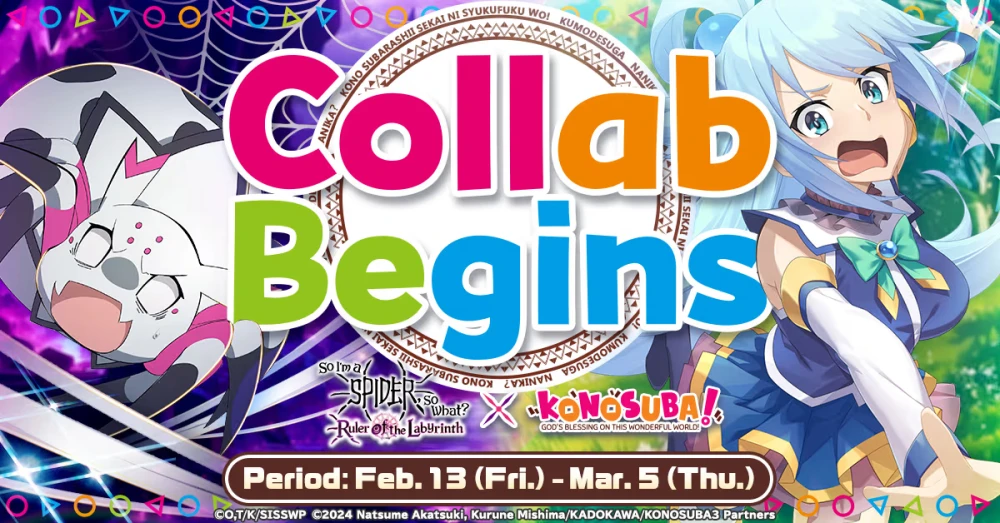 Event KONOSUBA hadir di So I’m a Spider, So What? Ruler of the Labyrinth Game G123