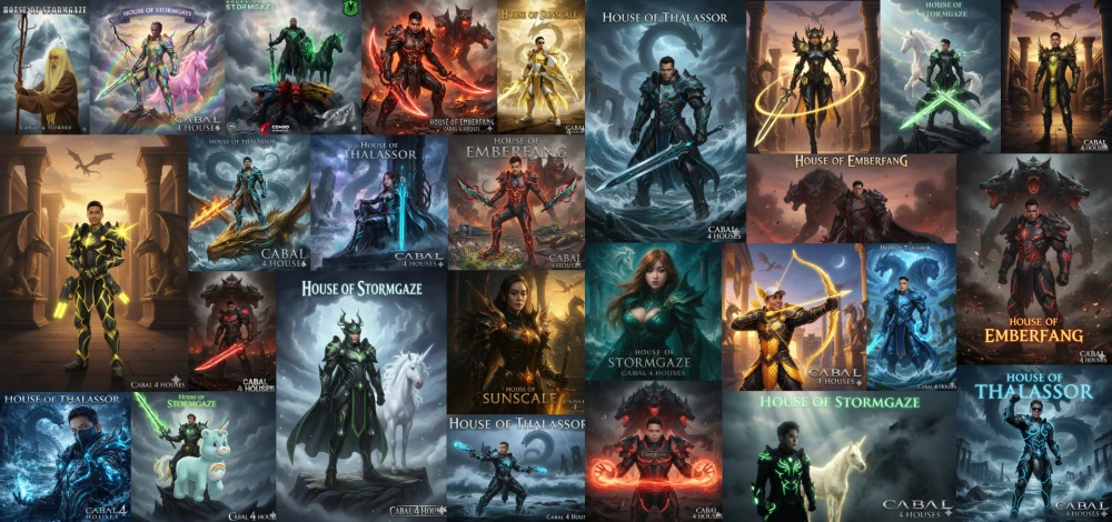 Kumpulan karya AI kreatif dari komunitas CABAL SEA selama event The 4 Houses