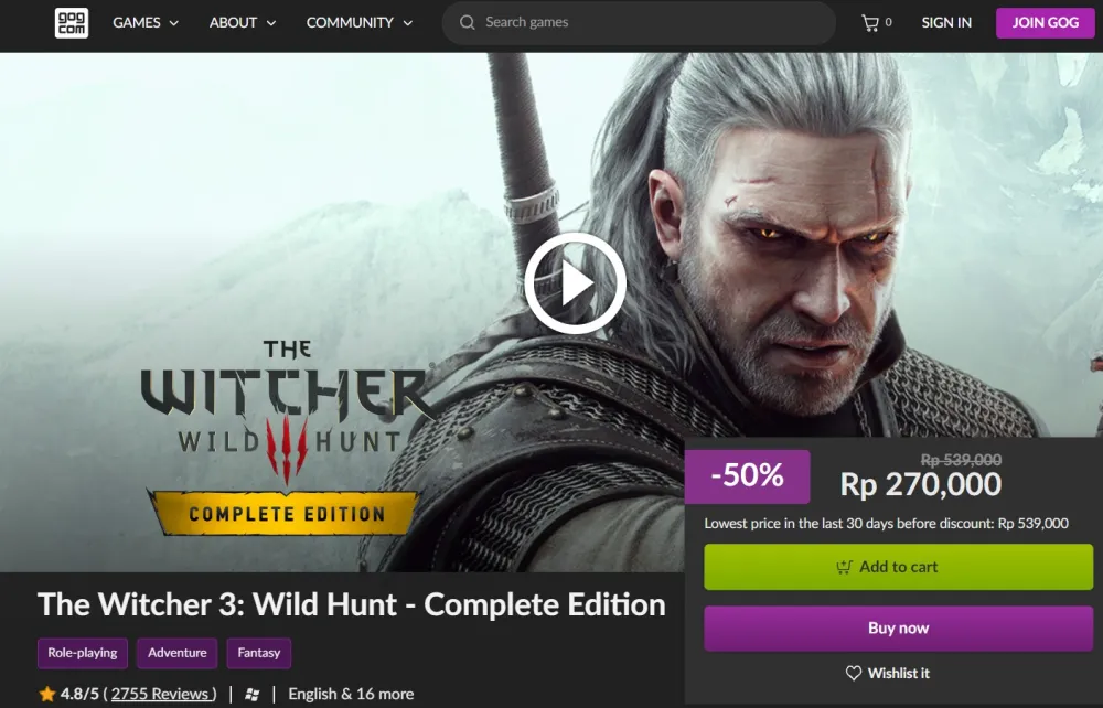 GOG.com Resmi Dukung Mata Uang Rupiah dan Regional Pricing untuk Gamer Indonesia